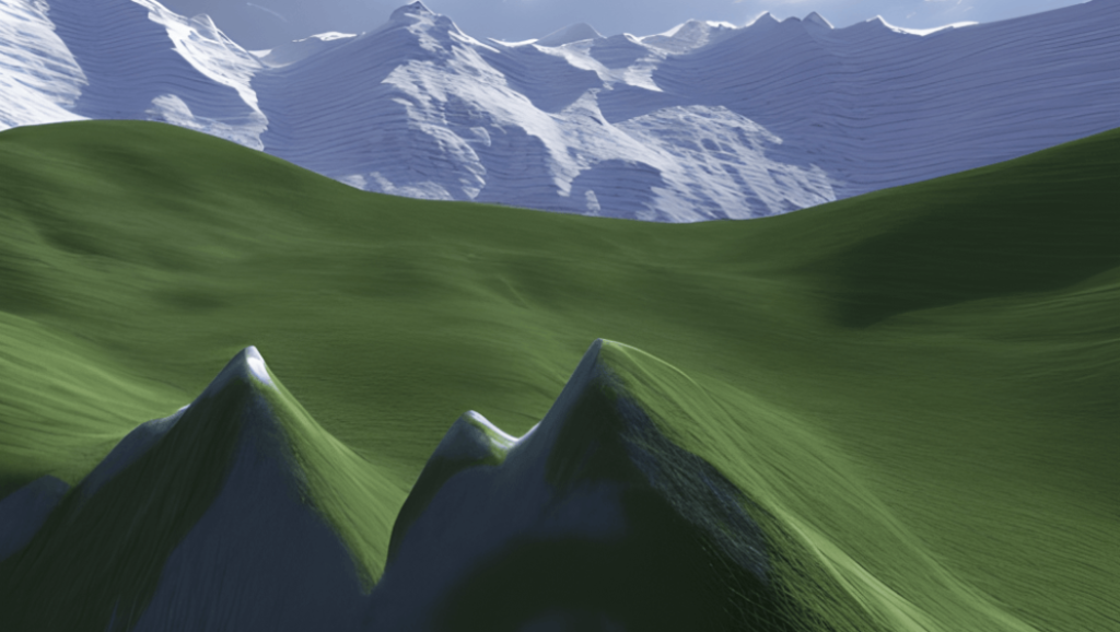 A hyper realistic 3D rendering of a serene mountain landscape - AI Art Prompt Ideas