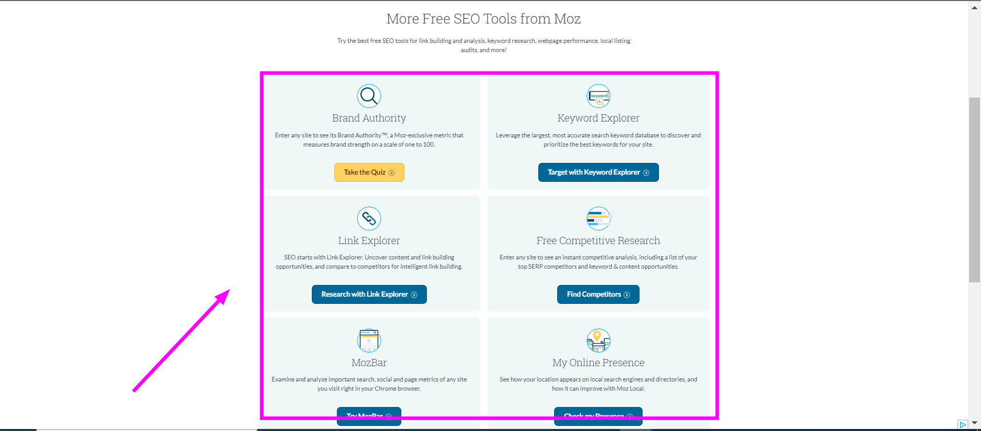 MozPro suite of SEO tools